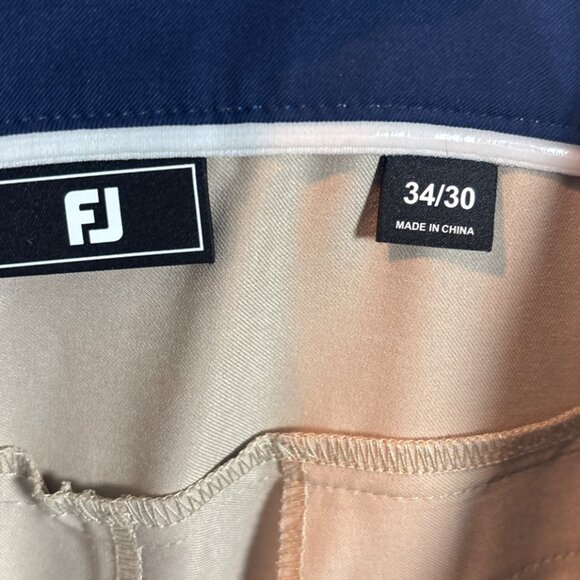 Foot Joy Mens Beige Flat-Front Chino Pants With Button Closure34x30 - Picture 11 of 13